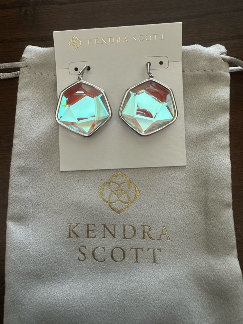 Kendra Scott Vanessa Drop Earrings Silver with Dichroic Glass